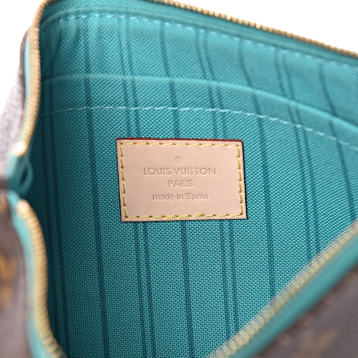 Louis Vuitton Monogram Neverfull MM GM Pochette Turquoise 6 of 13
