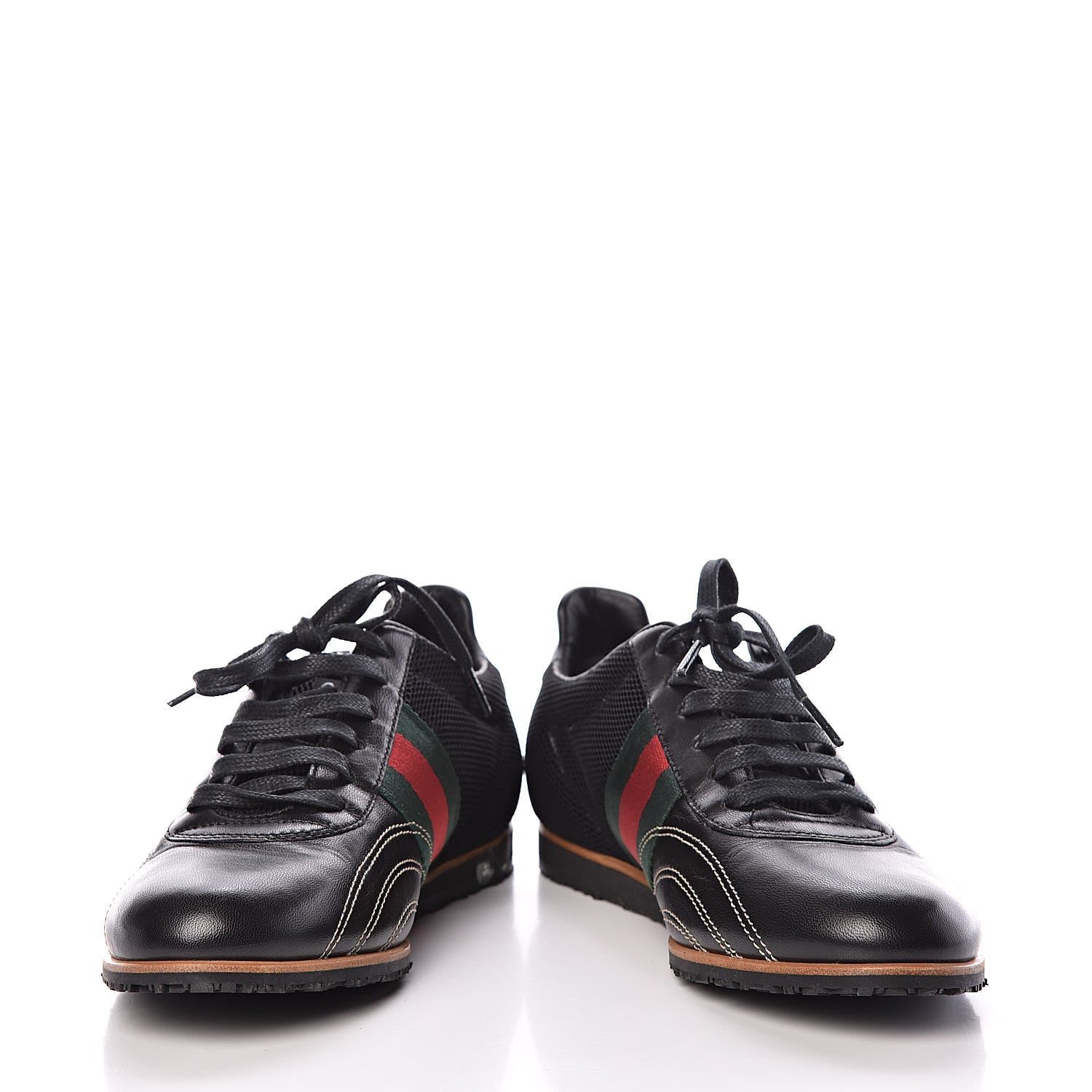 Gucci Calfskin Mesh Web Sneakers 35 Black 5 of 13