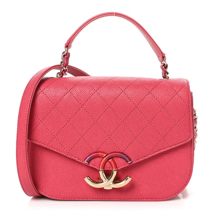 Chanel Grained Calfskin Quilted Small Cuba Top Handle Flap Pink 1 of 10