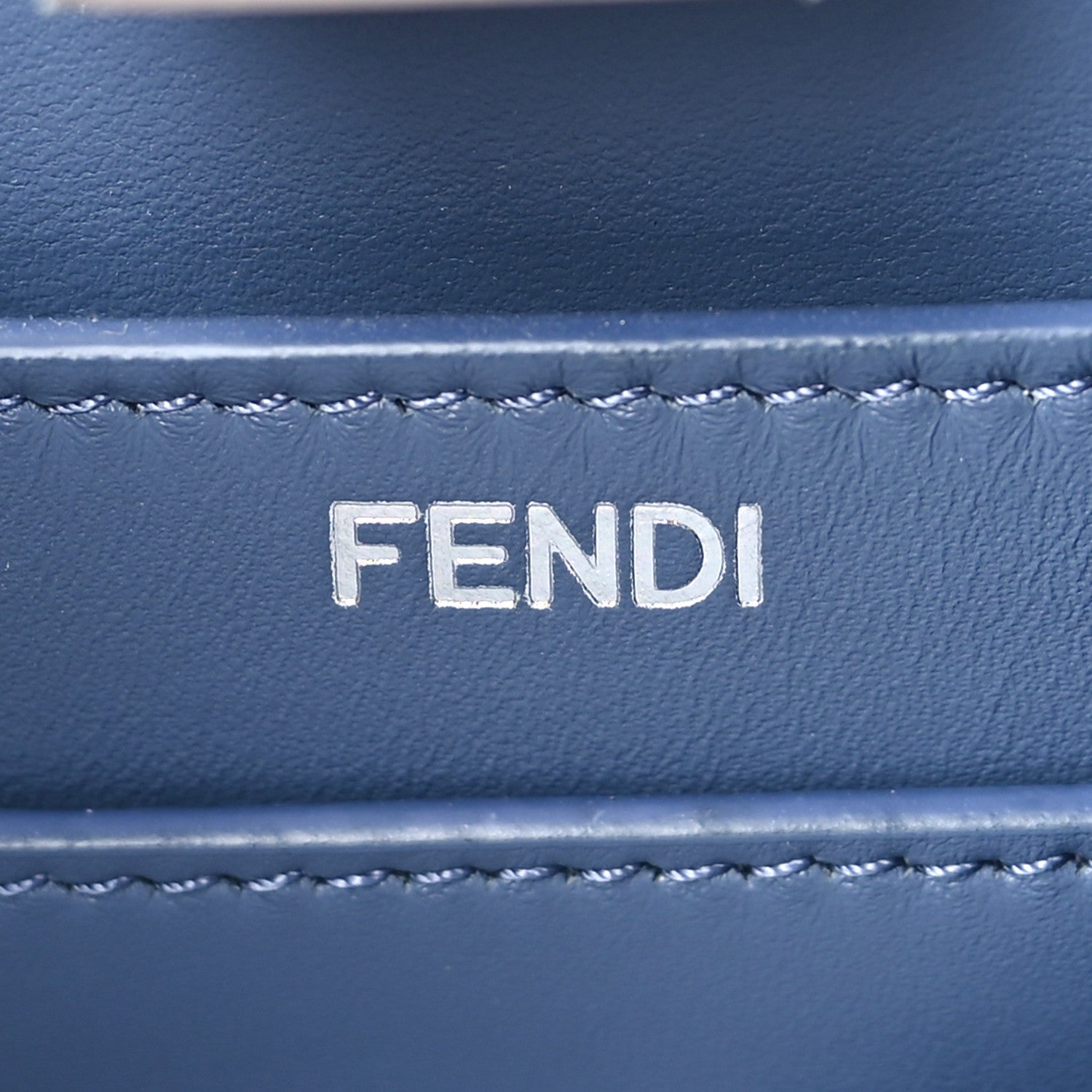 Fendi Vitello Grace Shiny Nappa Helix Woven Small Peekaboo I SEE U Satchel Mirto Dark Blue White Ice 6 of 8