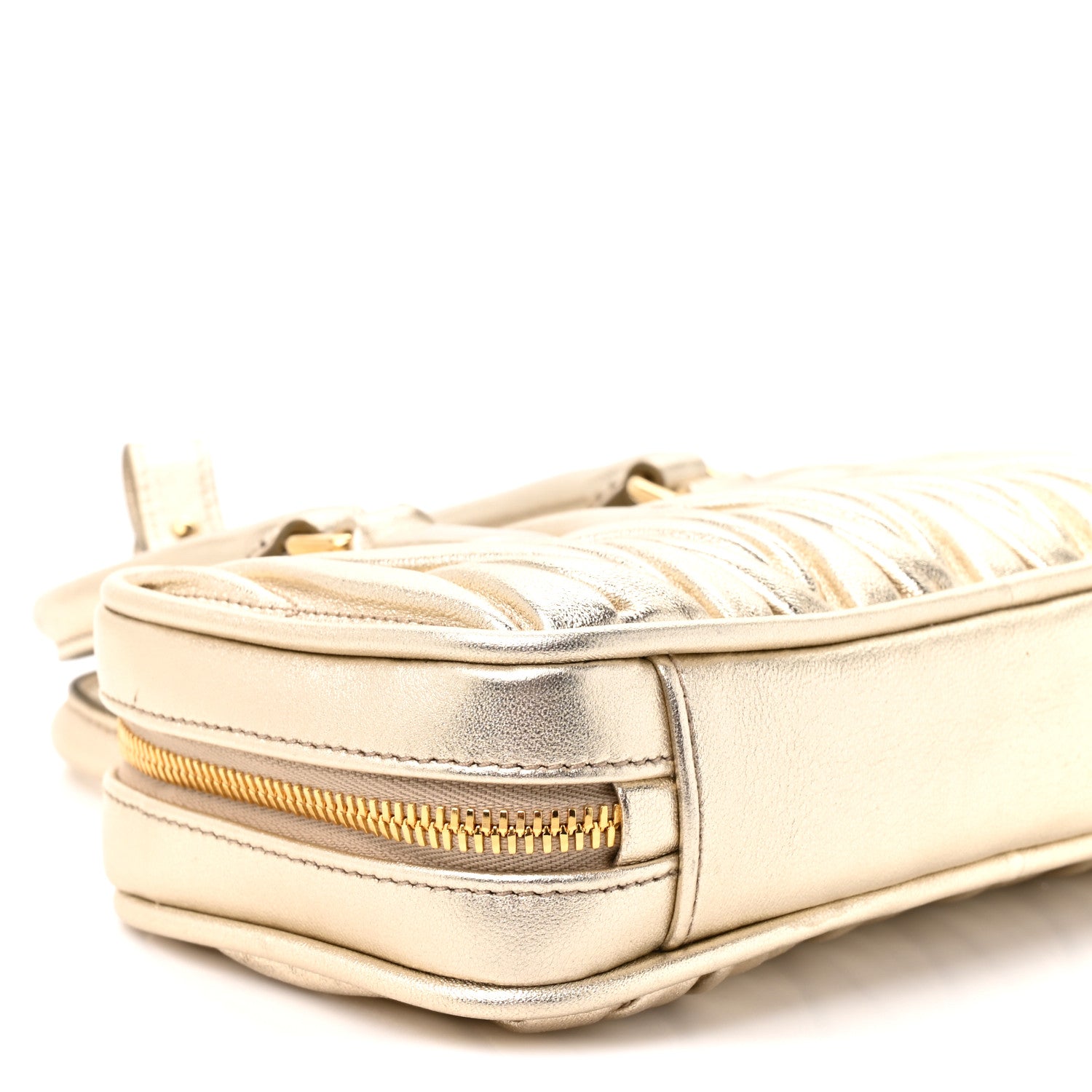 Miu Miu Metallic Nappa Matelasse Mini Arcadie Top Handle Bag Pirite 9 of 9