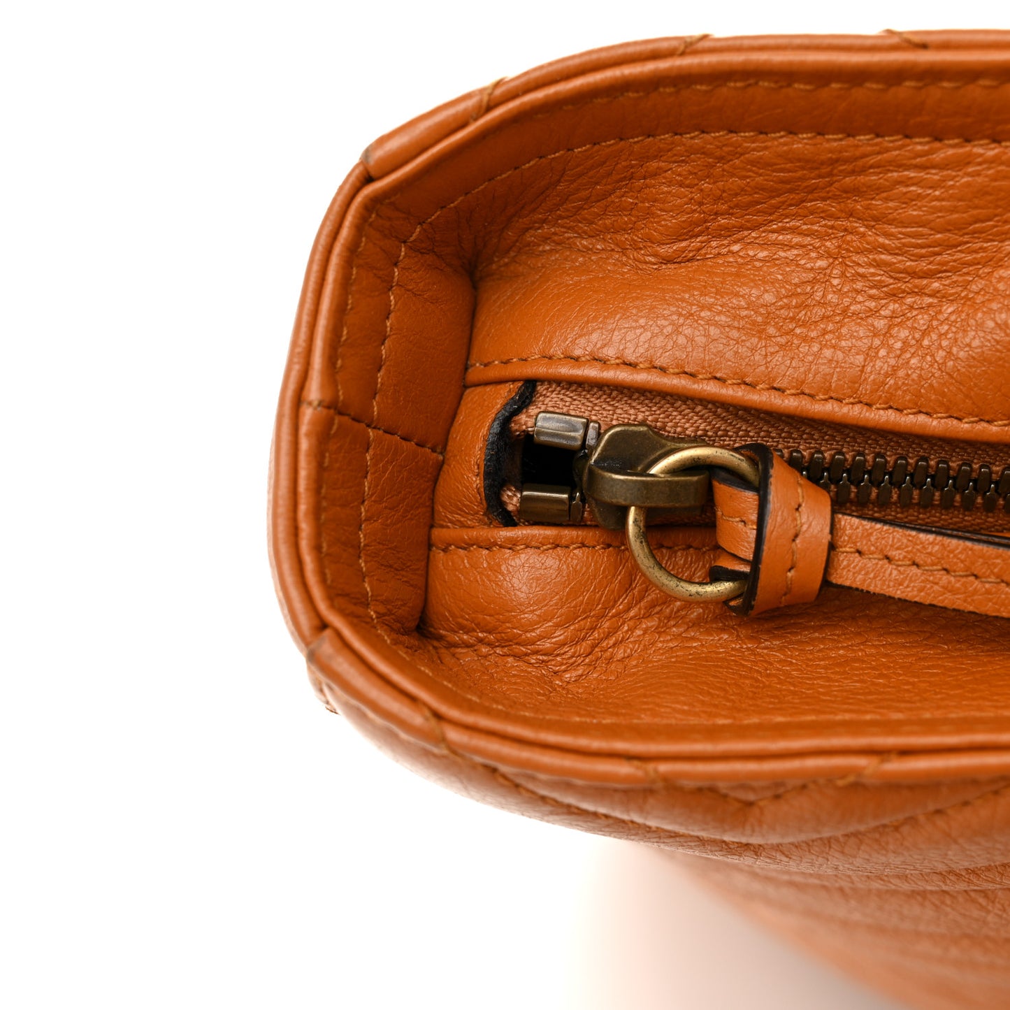 Azalea Calfskin Matelasse Large GG Marmont Slim Tote Cognac