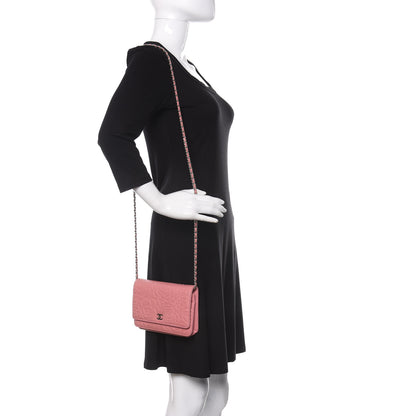 Chanel Lambskin Camellia Embossed Wallet On Chain WOC Pink 2 of 12