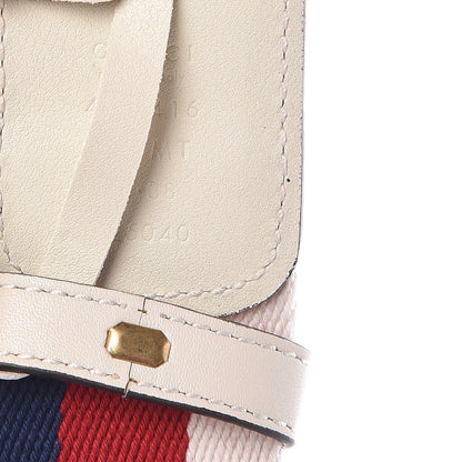 Gucci Nylon Calfskin Sylvie Web Double G 40mm Belt 95 38 Mystic White Hibiscus Red Maritime 5 of 7