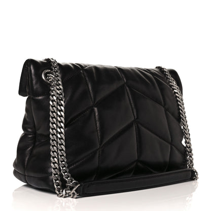 Saint Laurent Lambskin Quilted Small Loulou Puffer Monogram Chain Satchel Black 3 of 11