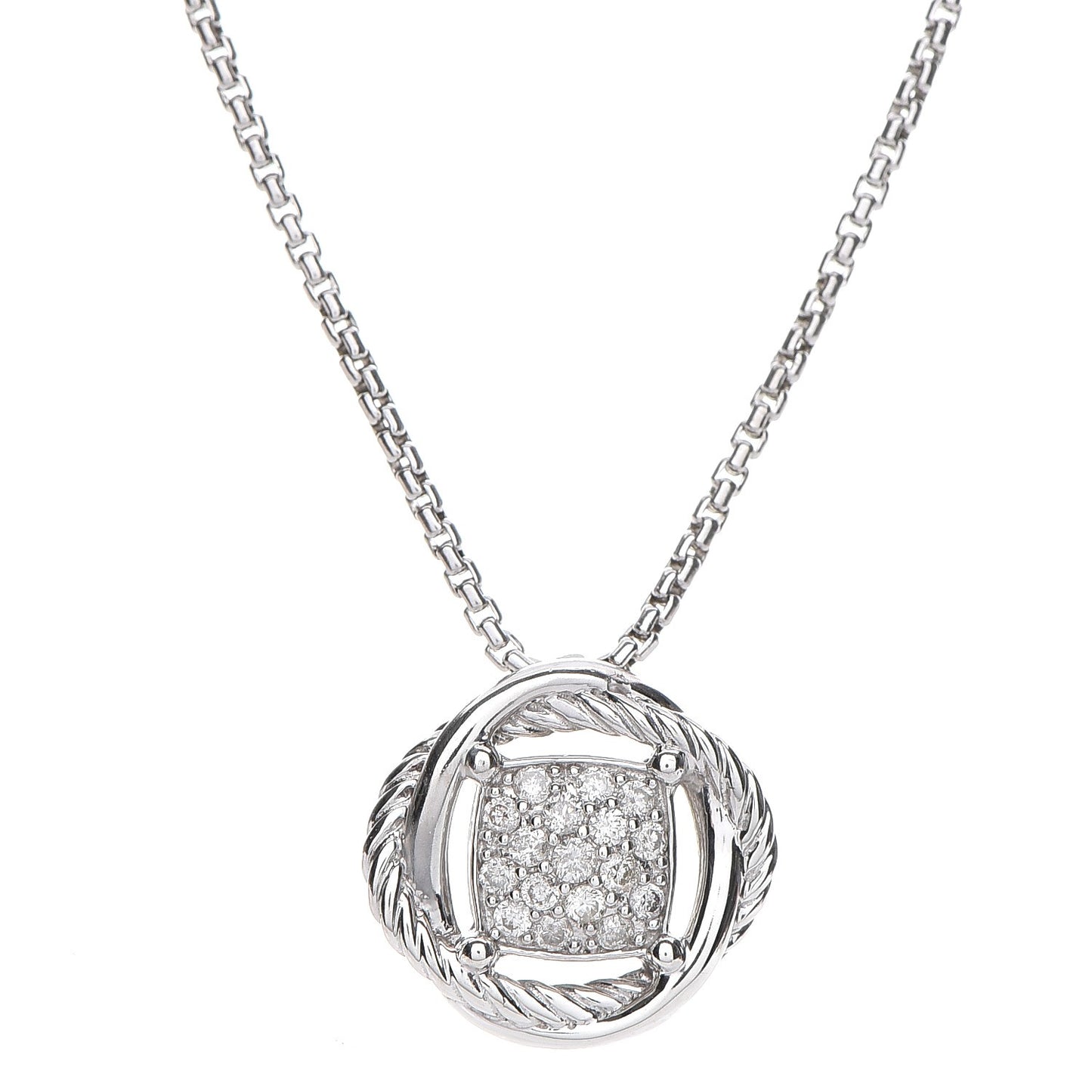Sterling Silver Diamond 7mm Infinity Pendant Necklace