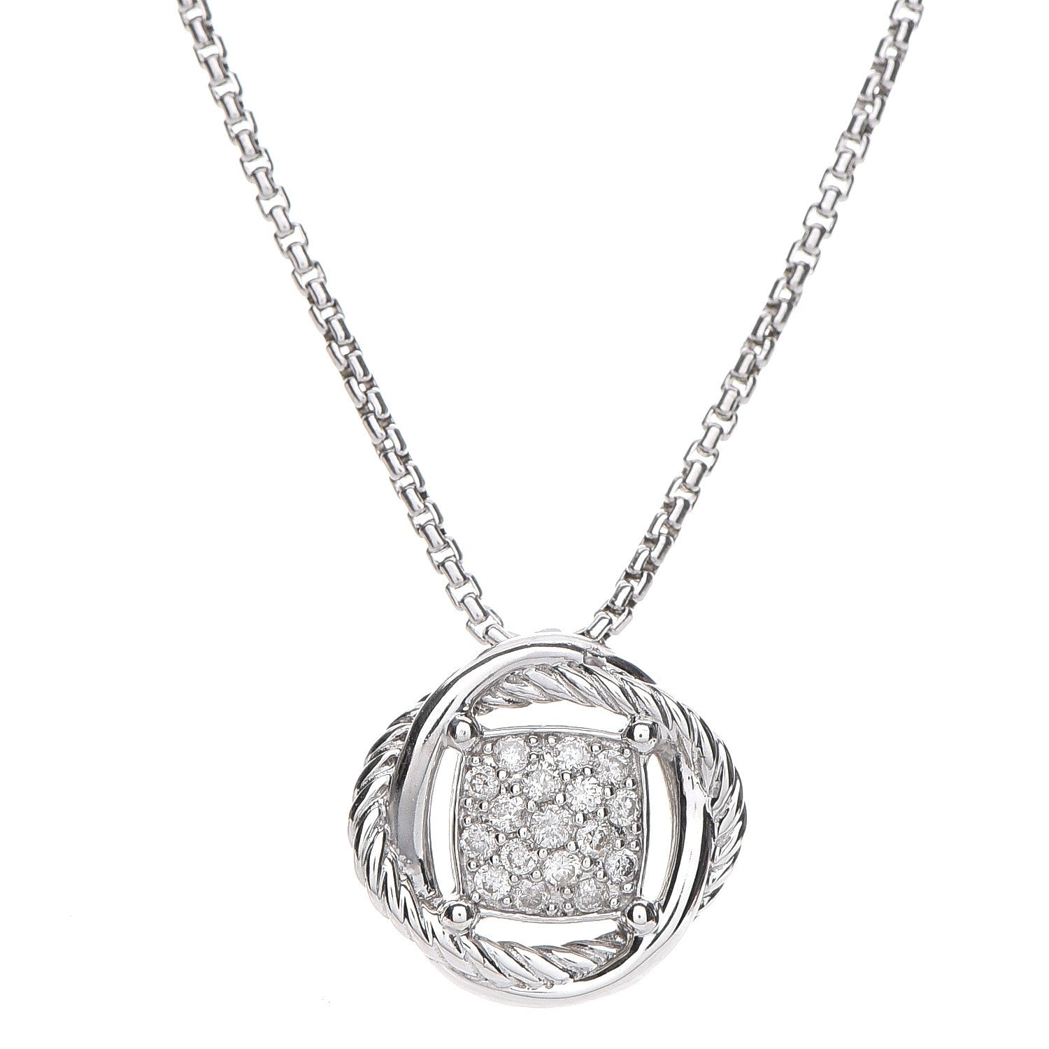 David Yurman Sterling Silver Diamond 7mm Infinity Pendant Necklace 4 of 7