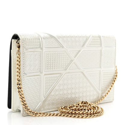 Christian Dior Patent Micro-Cannage Diorama Wallet on Chain Pouch White 3 of 11