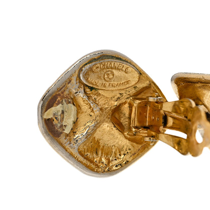 Chanel Metal Quilted Tag Drop Clip On Earrings Gold 4 of 4