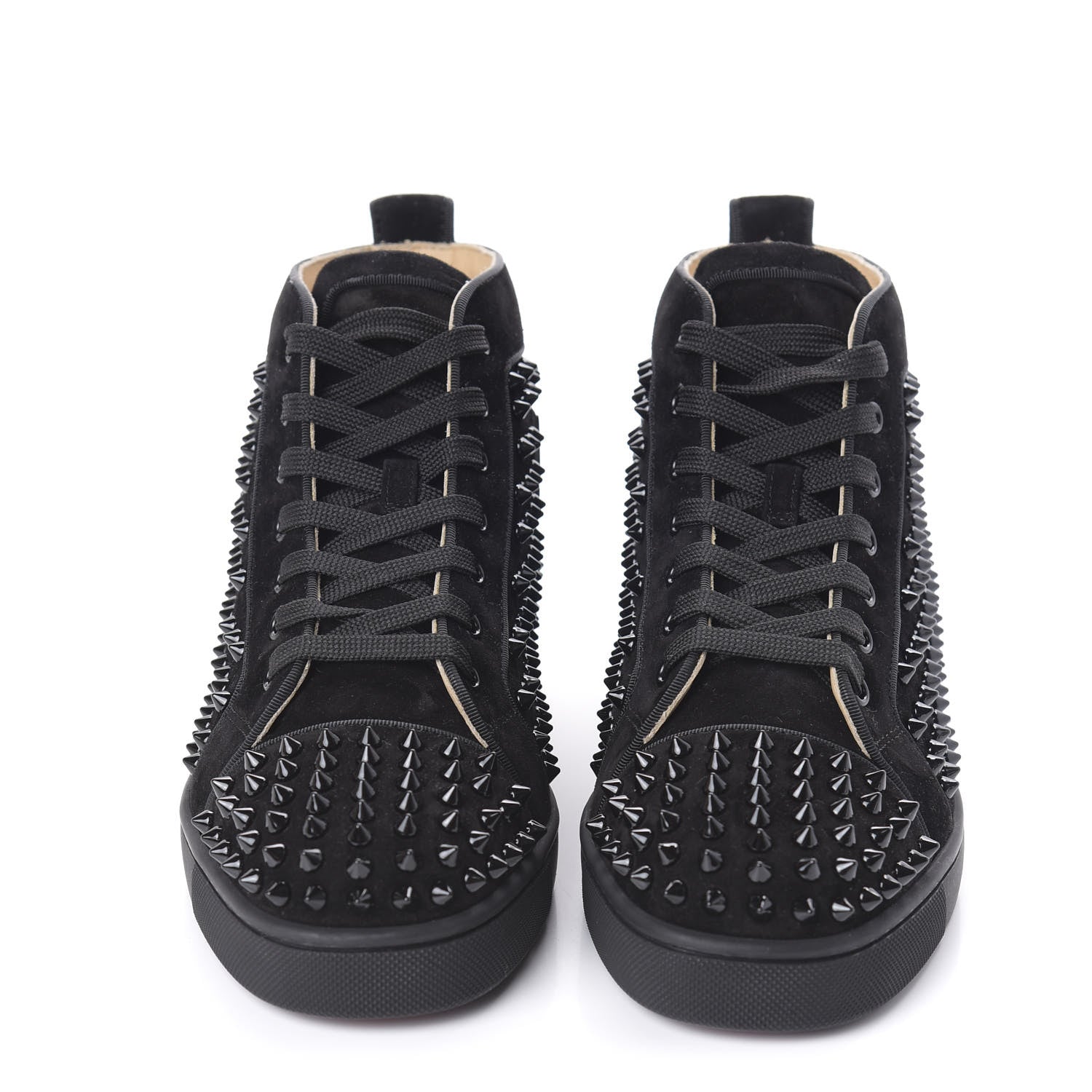 Christian Louboutin Veau Velours Mens Louis Spikes Flat Sneakers 39.5 Black 2 of 8
