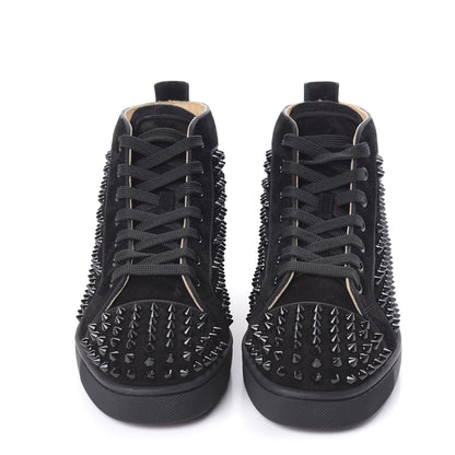 Christian Louboutin Veau Velours Mens Louis Spikes Flat Sneakers 39.5 Black 2 of 8