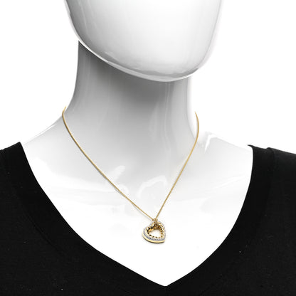 David Yurman 18K Yellow Gold Diamond Large Open Heart Cable Pendant Necklace 2 of 4