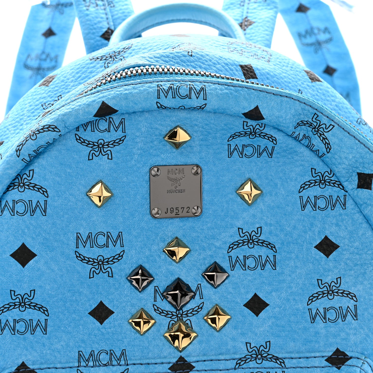 MCM Visetos Studded Small Stark Backpack Blue 1814008 – FASHIONPHILE