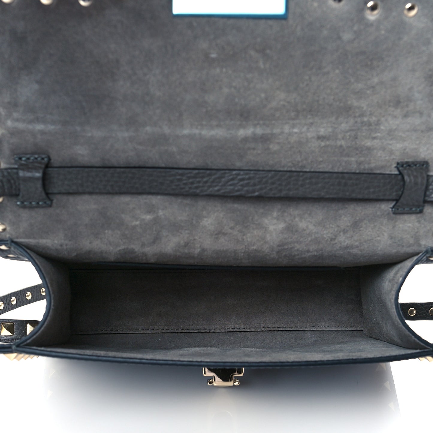 Pebbled Calfskin Medium Rockstud Flip Lock Crossbody Bag Black