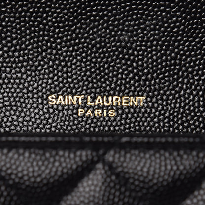 Saint Laurent Grain De Poudre Textured Mixed Matelasse Large Triquilt Monogram Satchel Black 10 of 10