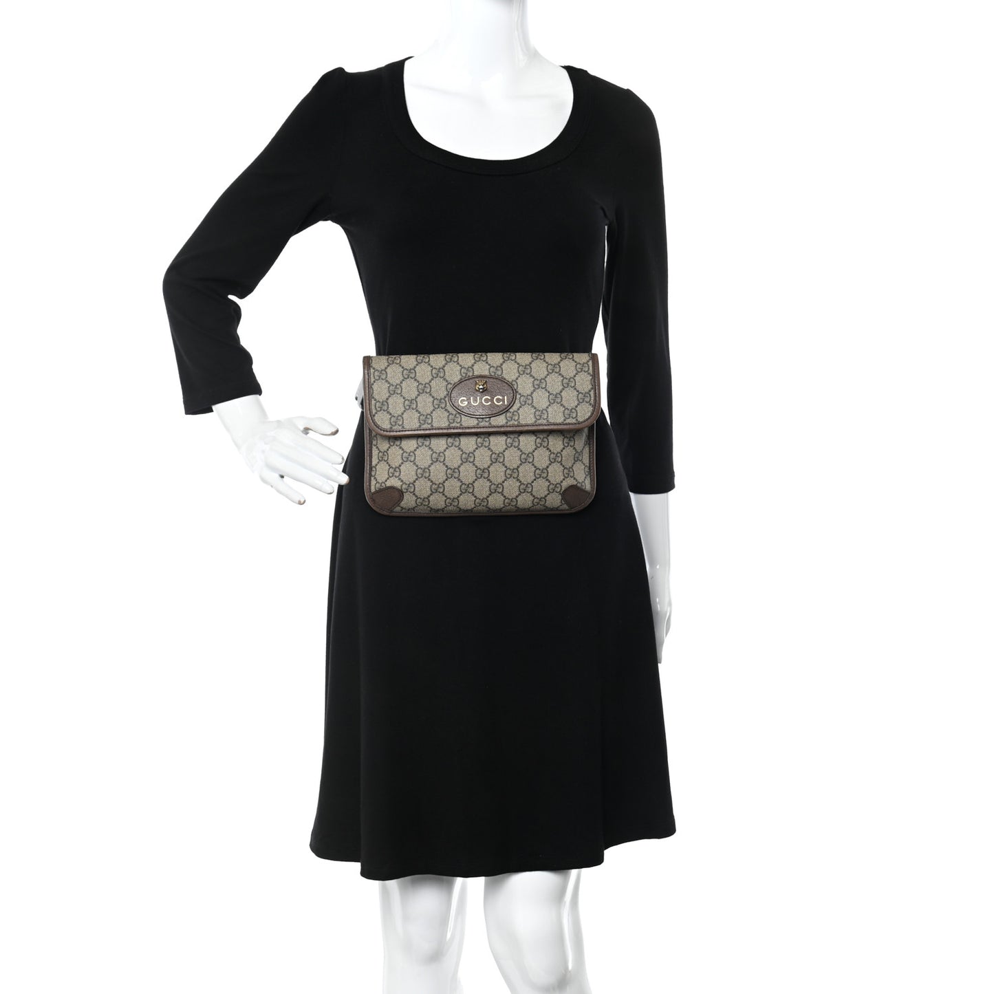 GG Supreme Monogram Neo Vintage Web Belt Bag Brown
