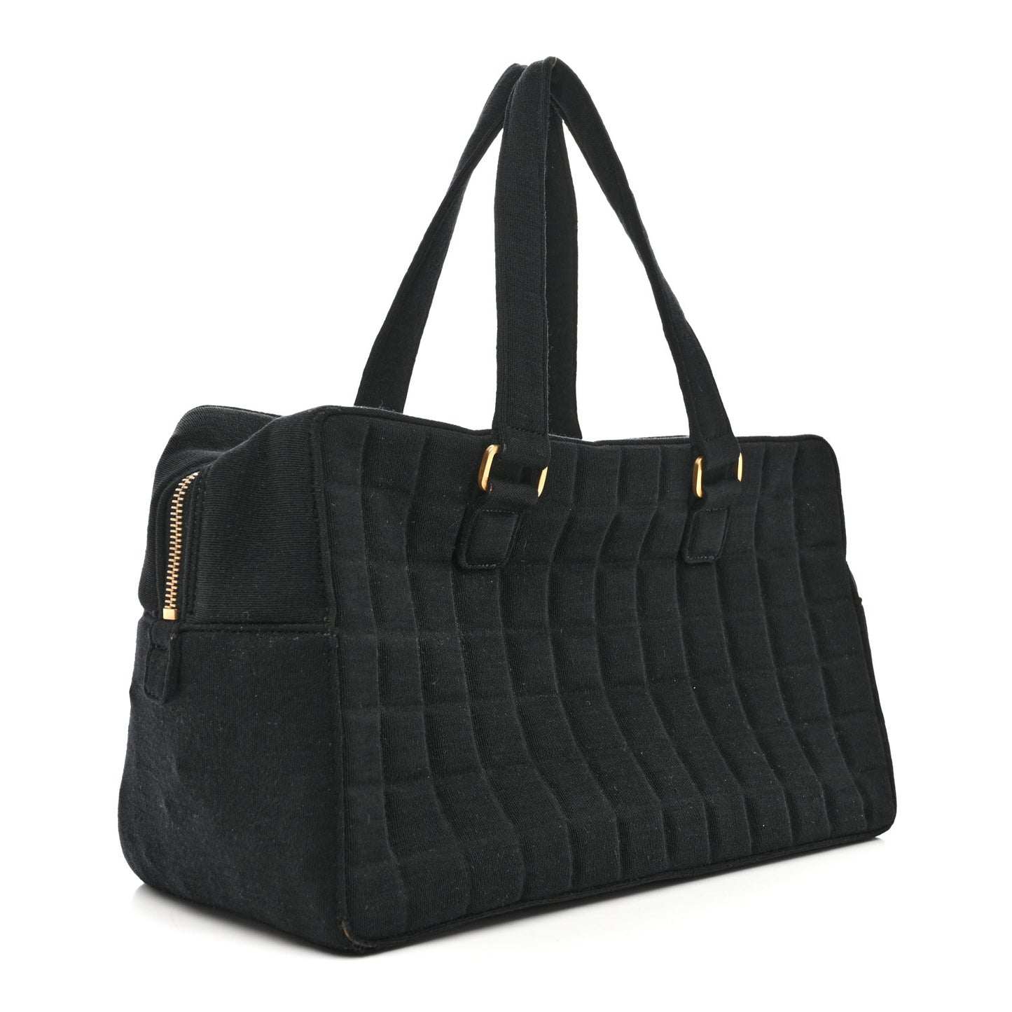 Jersey Square Quilted Bowler Black