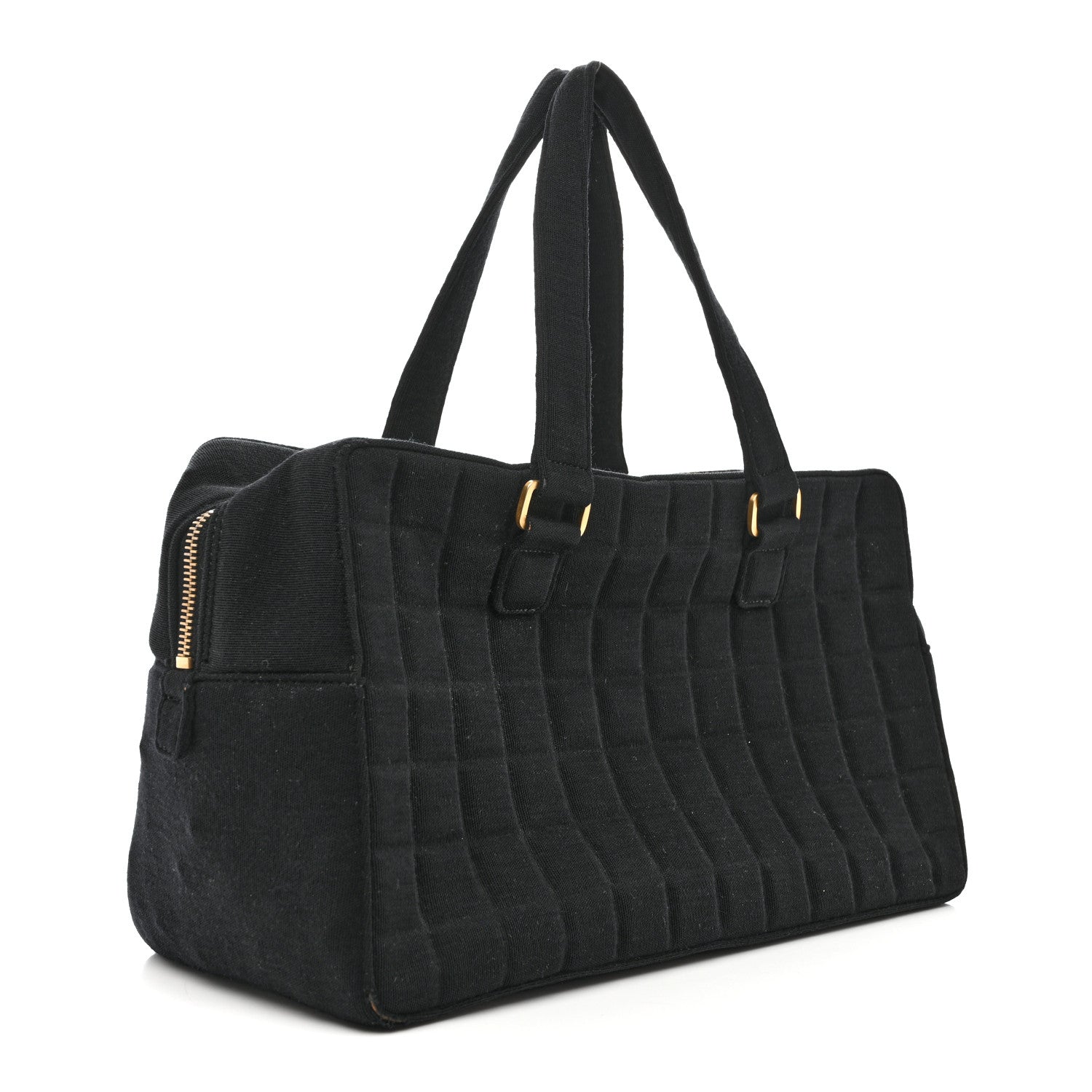 Chanel Jersey Square Quilted Bowler Black 3 of 15