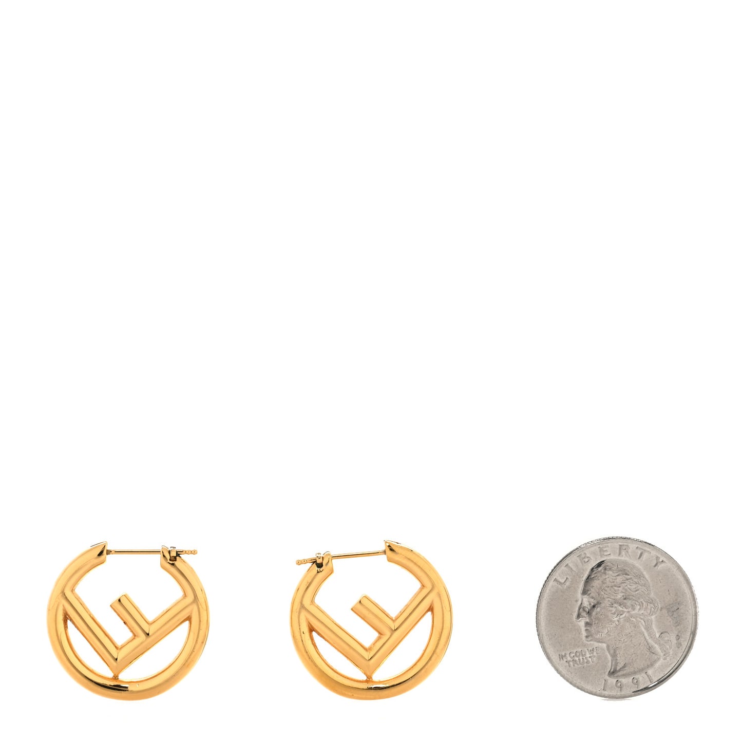 Metal FF Hoop Earrings Gold