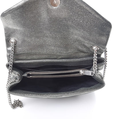 Saint Laurent Metallic Calfskin Y Calfskin Monogram Small Loulou Chain Satchel Dark Grey 5 of 8