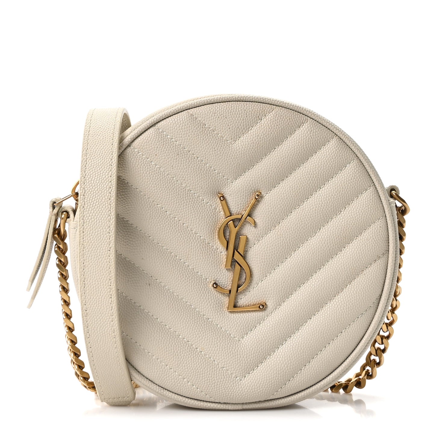 Grain De Poudre Matelasse Chevron Quilted Round Vinyle Camera Bag Crema Soft