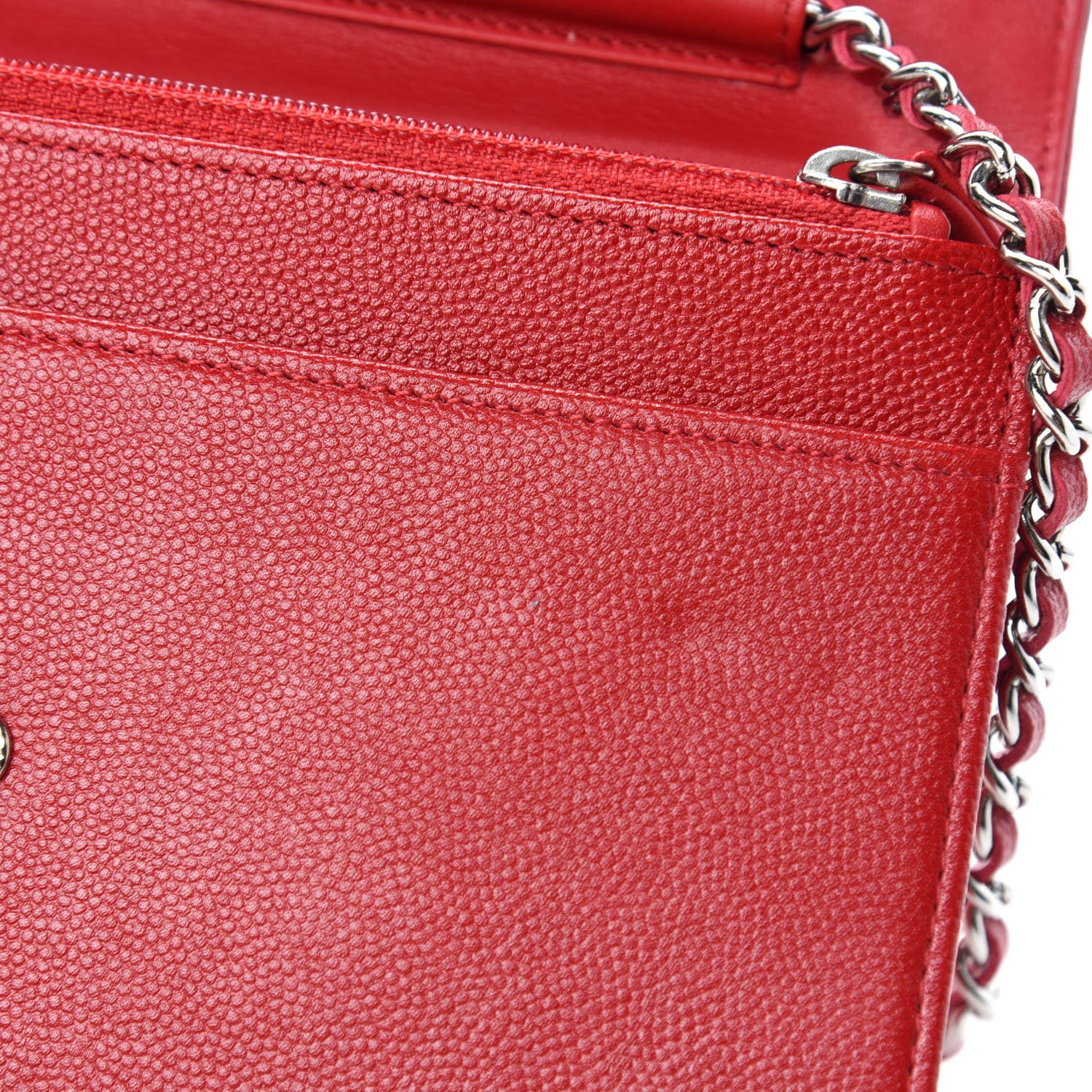 Chanel Caviar Sevruga Wallet on Chain WOC Red 8 of 13