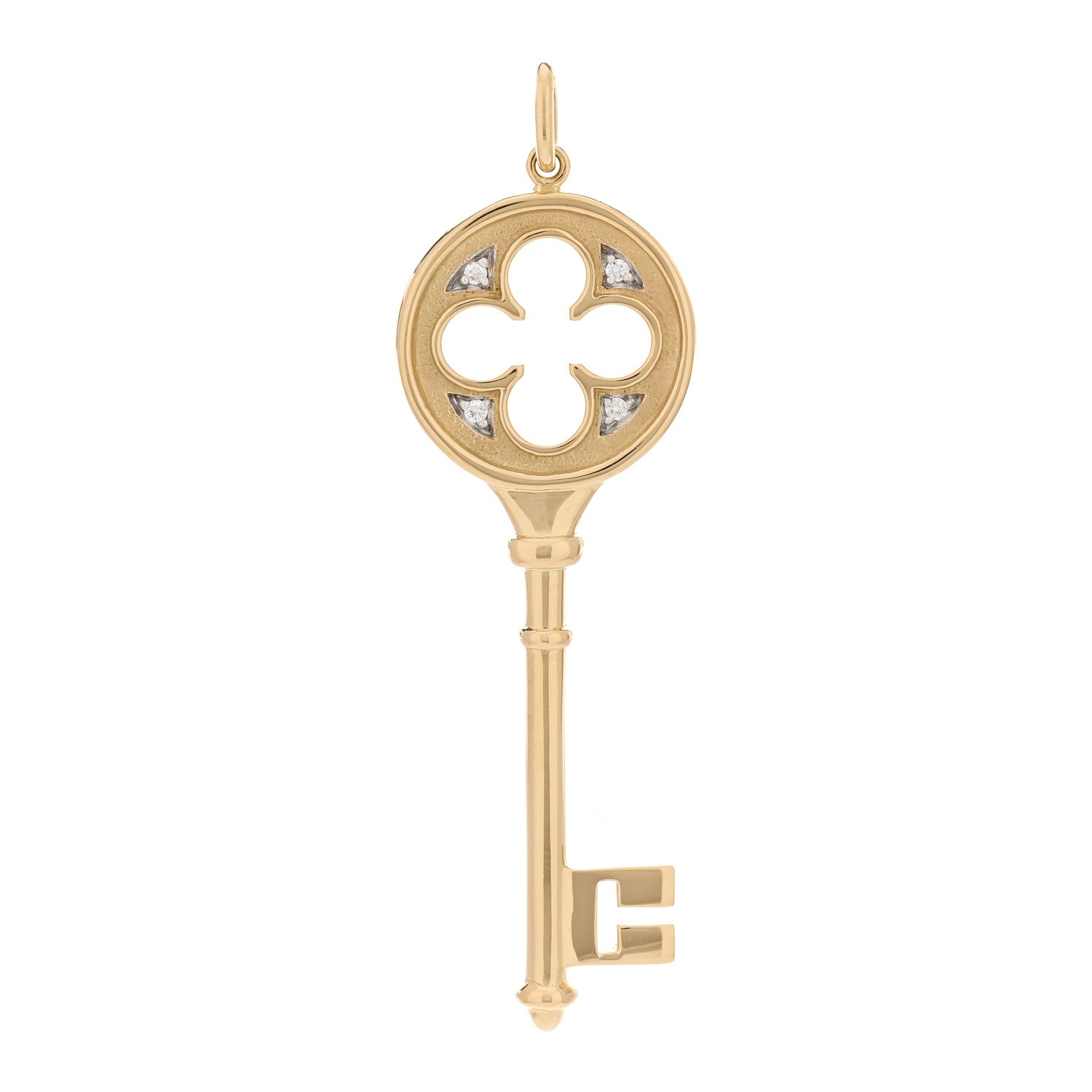 Tiffany 18K Yellow Gold Diamond Quatrefoil Key Pendant 1 of 4
