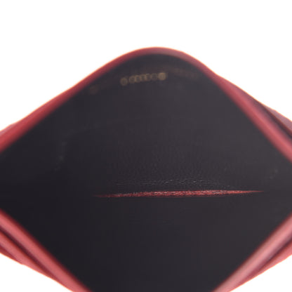 Saint Laurent Grain De Poudre Matelasse Chevron Monogram Credit Card Case New Red 5 of 8