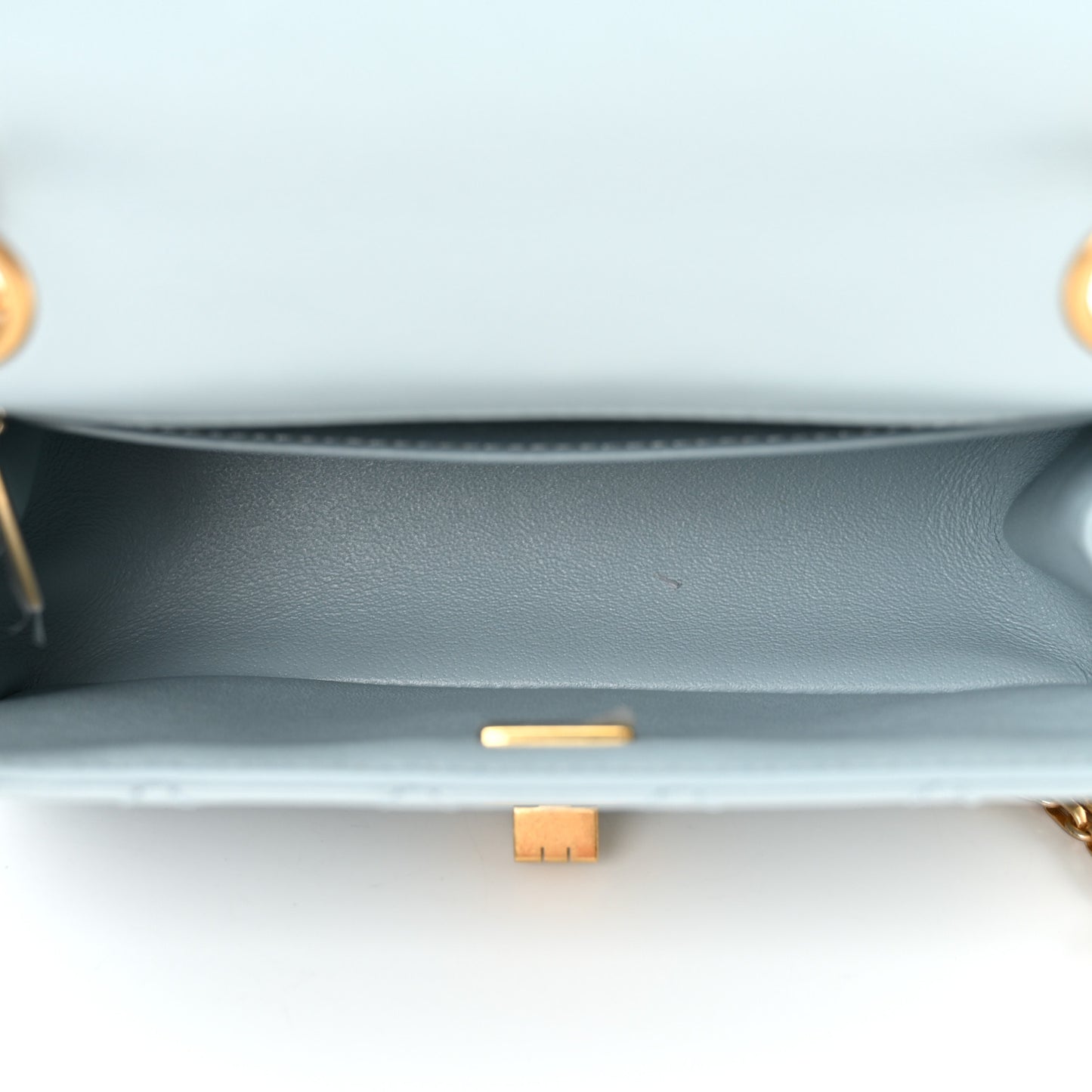 Aged Calfskin Quilted 2.55 Reissue Mini Flap Light Blue