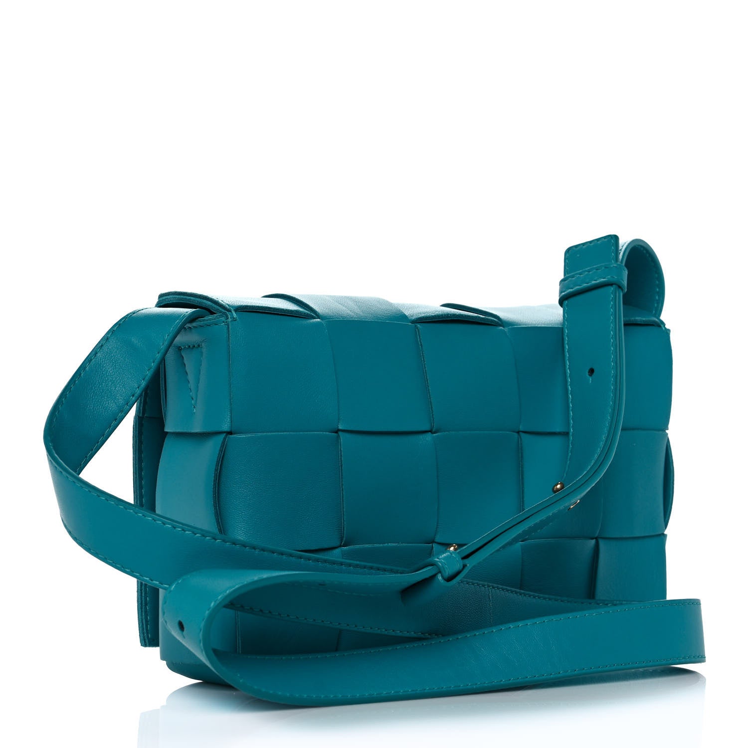 Bottega Veneta Lambskin Maxi Intrecciato Cassette Crossbody Bag Petrol Blue 3 of 14