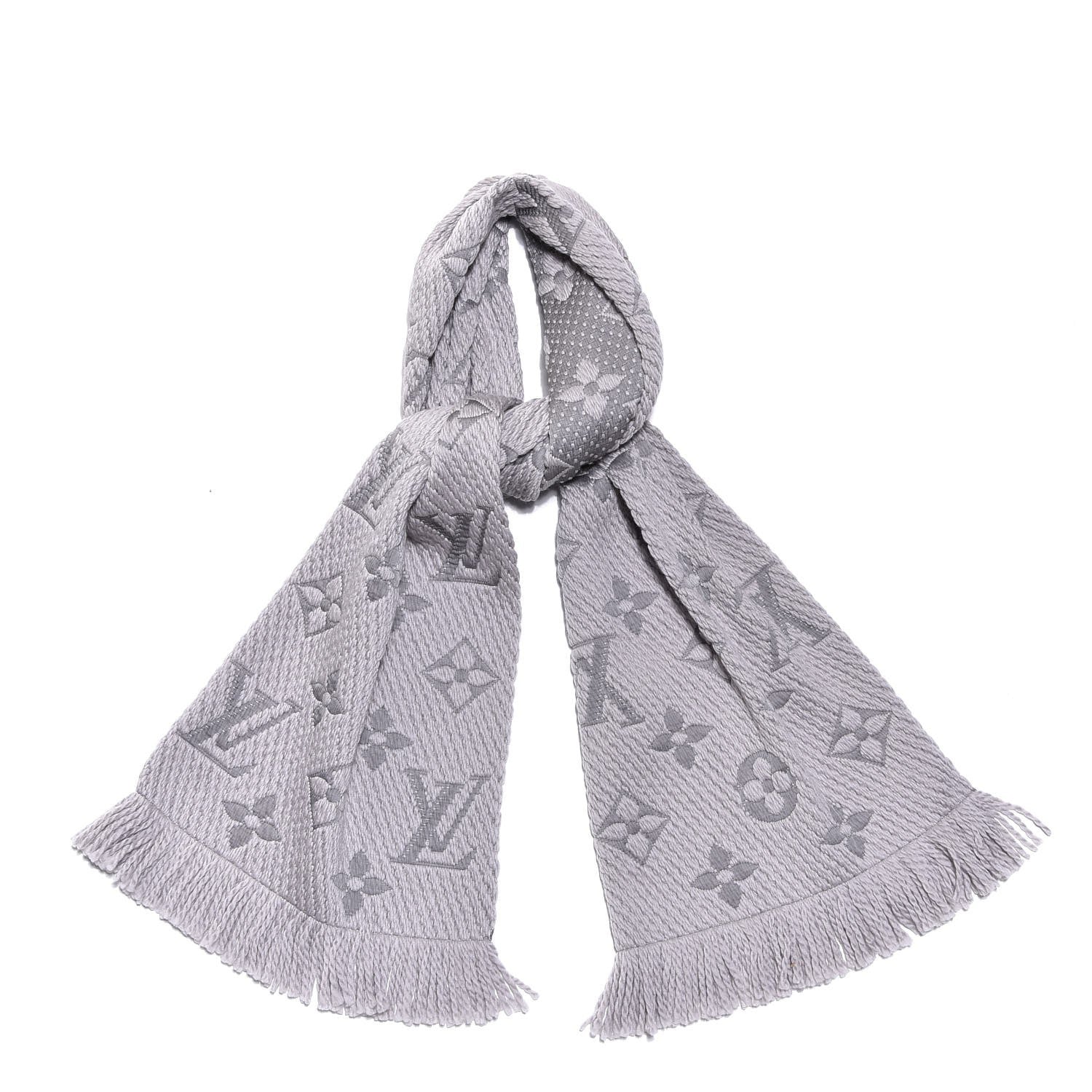 Louis Vuitton Wool Silk Logomania Scarf Pearl Grey 1 of 4