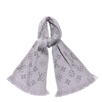 Louis Vuitton Wool Silk Logomania Scarf Pearl Grey 1 of 4
