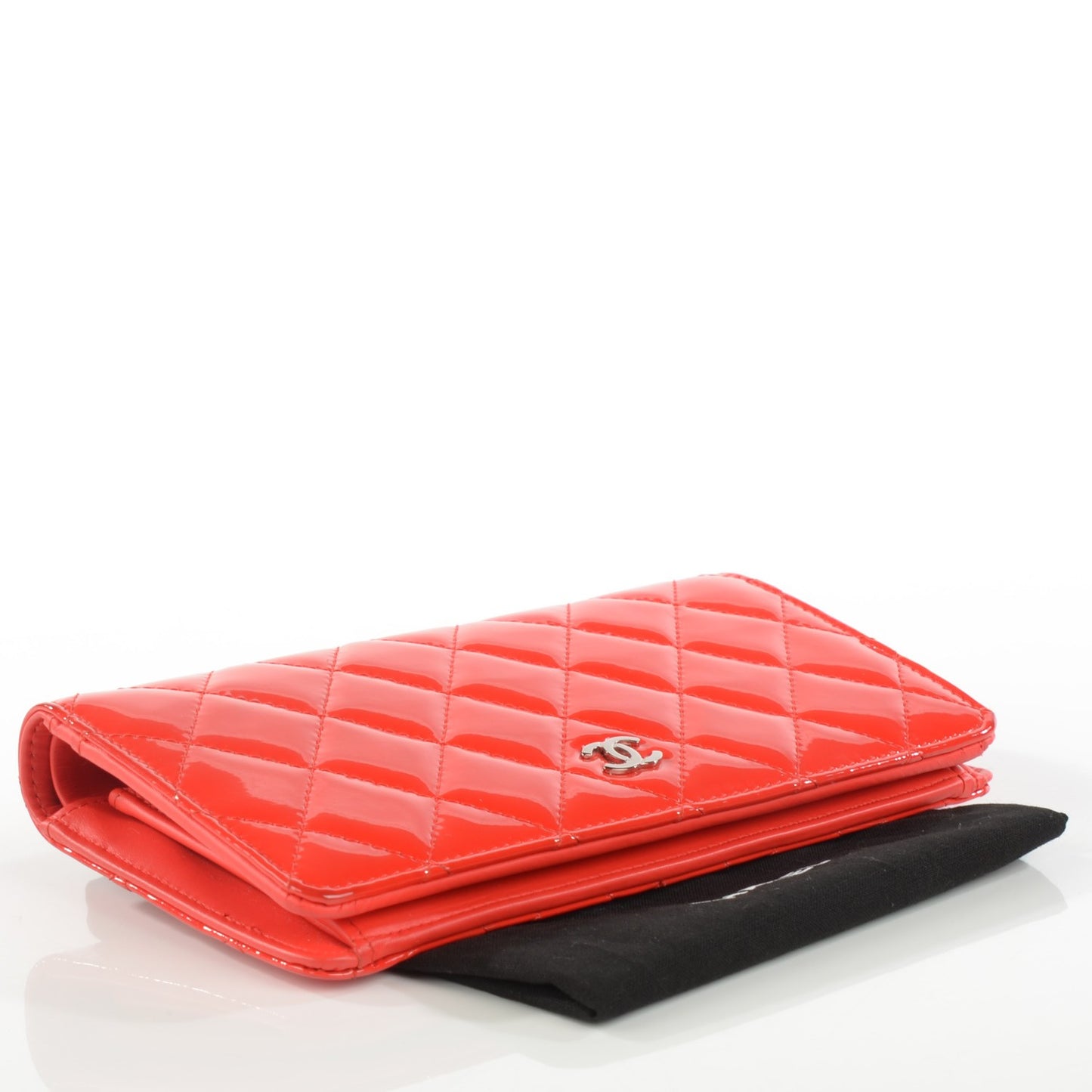 Patent Calfskin Quilted Yen Wallet Red