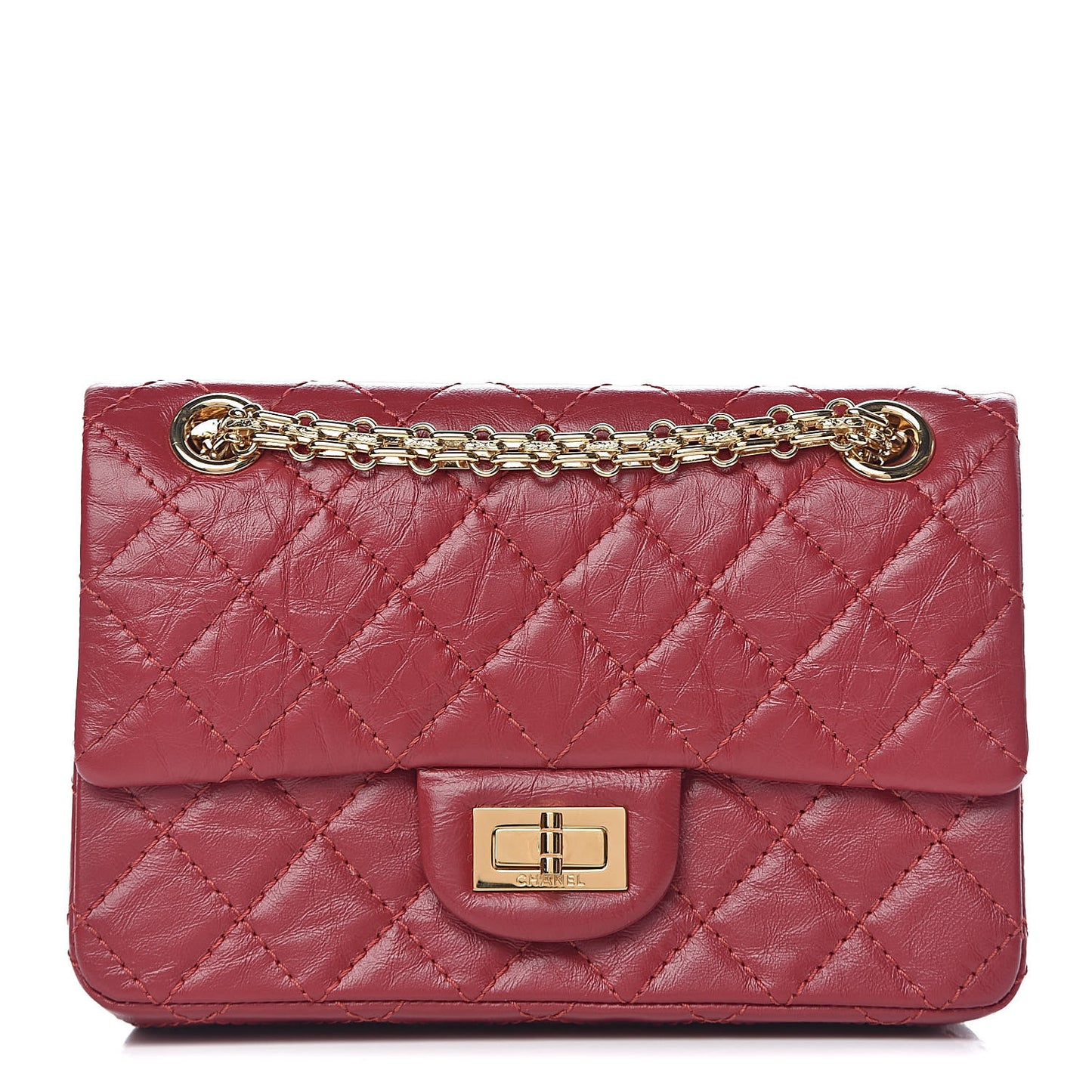 Aged Calfskin Quilted 2.55 Reissue Mini Flap Red