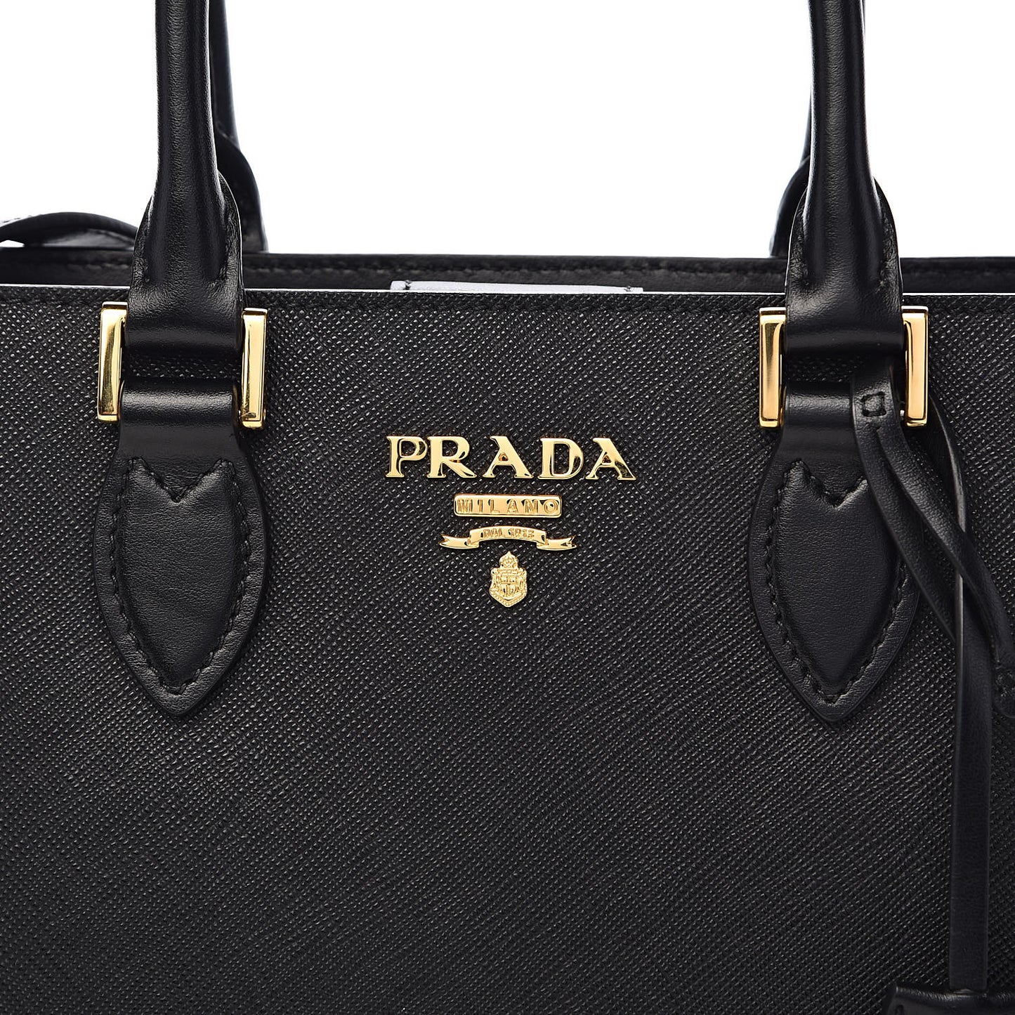 Saffiano Soft Calfskin Small Zippered Tote Black
