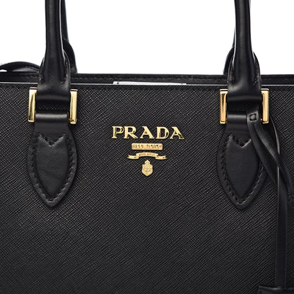 Prada Saffiano Soft Calfskin Small Zippered Tote Black 10 of 10
