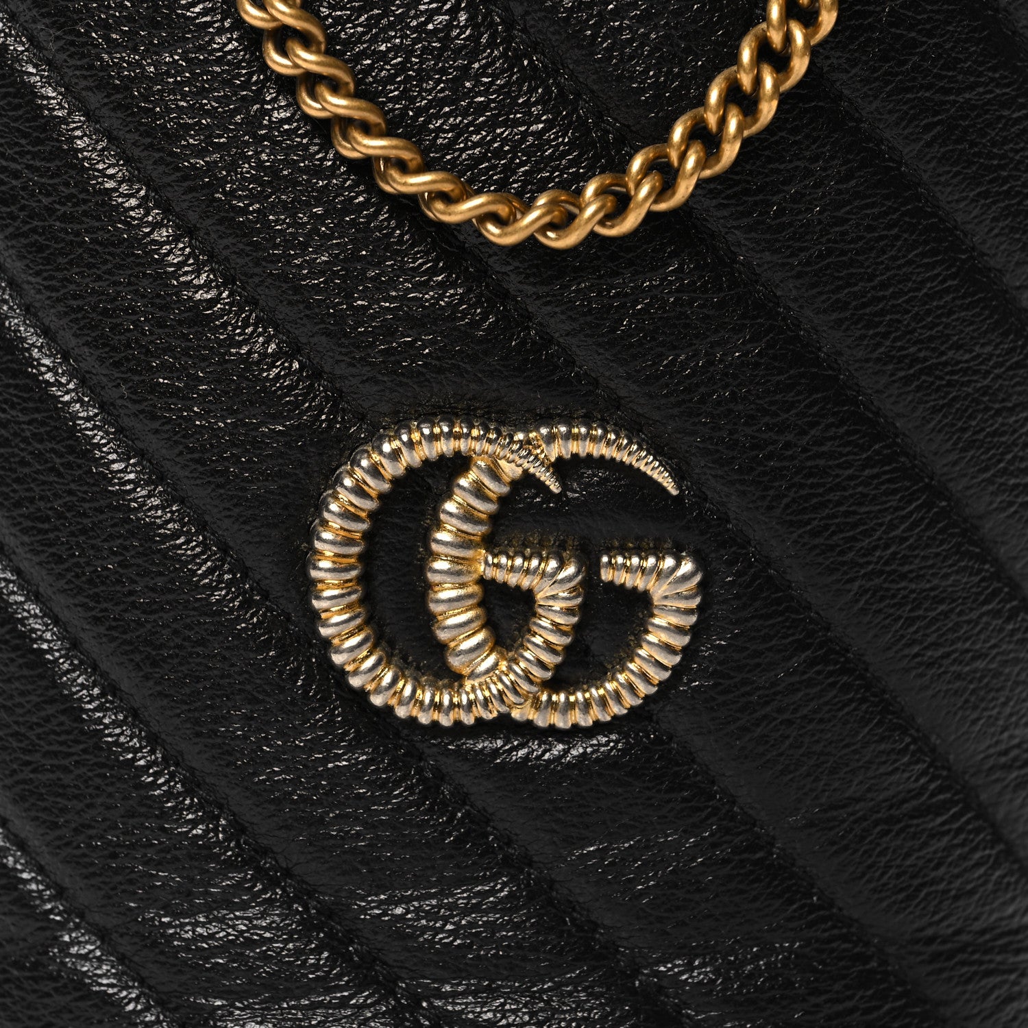 Gucci Vintage Effect Calfskin Matelasse Diagonal Mini Torchon GG Marmont 2.0 Bucket Bag Black Romantic Cherry 8 of 10
