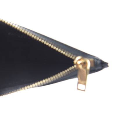 Saint Laurent Grain De Poudre Matelasse Chevron Monogram Fragments Zippered Card Case Dark Mint 5 of 8