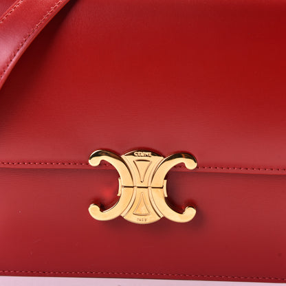 Celine Shiny Calfskin Medium Triomphe Red 6 of 7