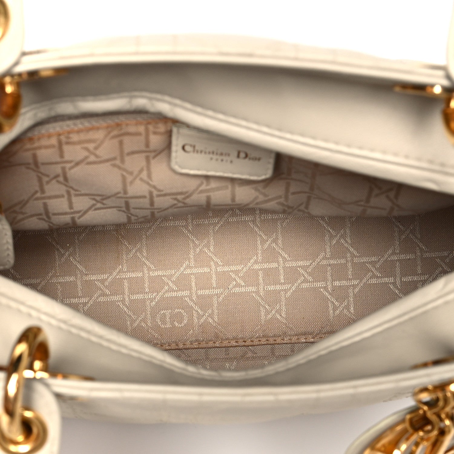 Christian Dior Lambskin Cannage Medium Lady Dior Light Beige 5 of 13