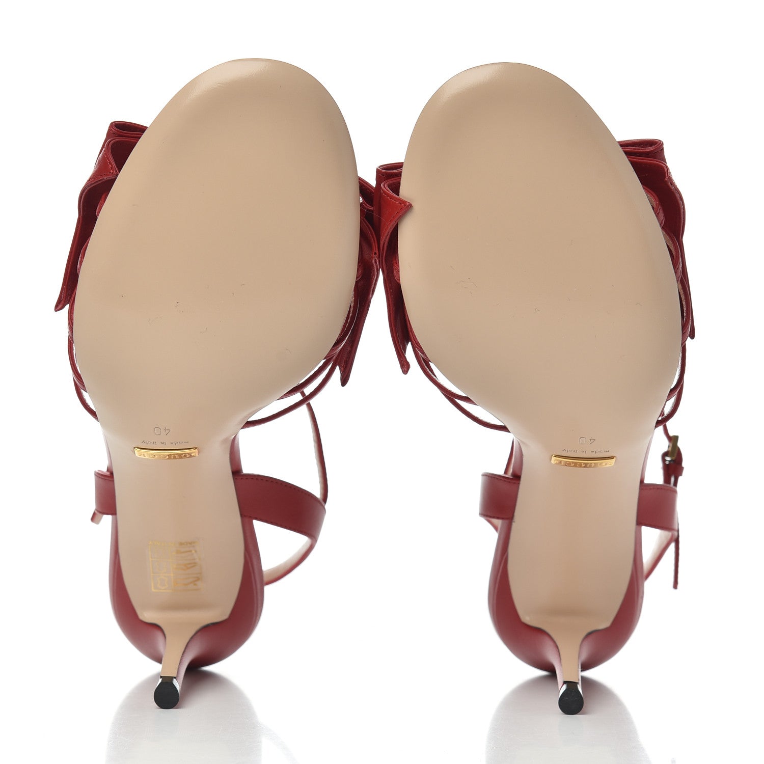 Gucci Nappa Queen Margaret Mid Heel Sandals 40 Hibiscus Red 5 of 11