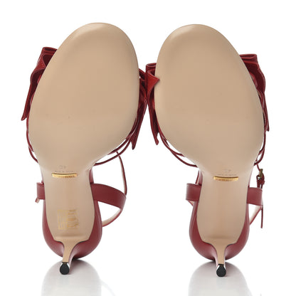 Gucci Nappa Queen Margaret Mid Heel Sandals 40 Hibiscus Red 5 of 11