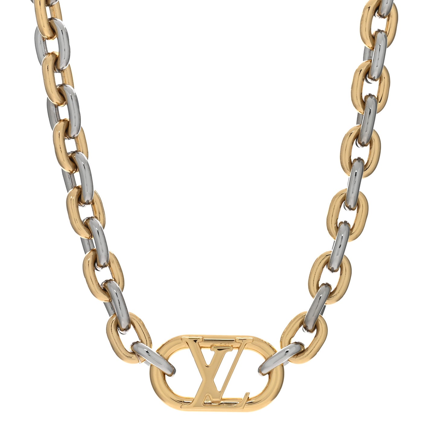 LOUIS VUITTON Metal Everyday LV Chain Necklace Gold Silver