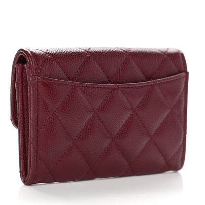 Chanel Caviar Quilted Flap Card Holder Wallet Burgundy 3 of 9
