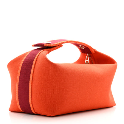 Hermes Canvas Small Bride-A-Brac Pouch Orange Feu Burgundy 3 of 6