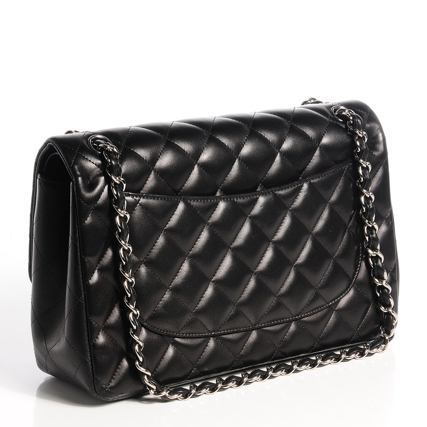 Lambskin Quilted Jumbo Double Flap Black