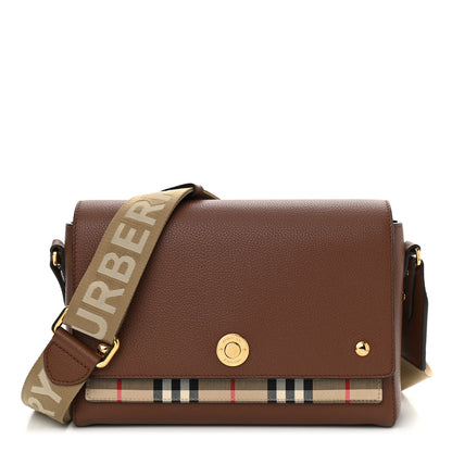 Burberry Calfskin Vintage Check Note Crossbody Bag Tan 1 of 11