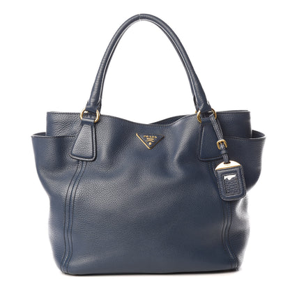 Prada Vitello Daino Side Pocket Hobo Bluette 1 of 10