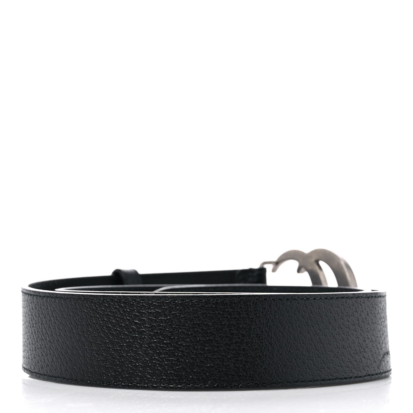 Textured Dollar Calfskin Nickel Double G 40mm Belt 90 36 Black