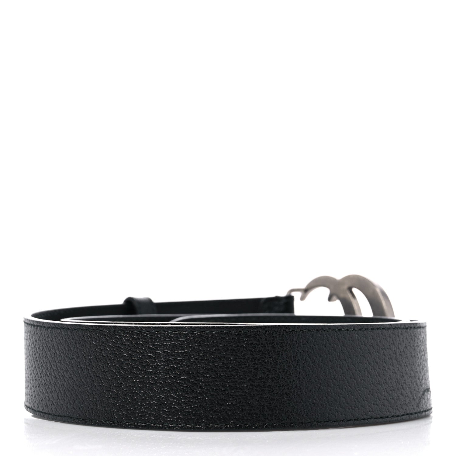 Gucci Textured Dollar Calfskin Nickel Double G 40mm Belt 90 36 Black 2 of 6